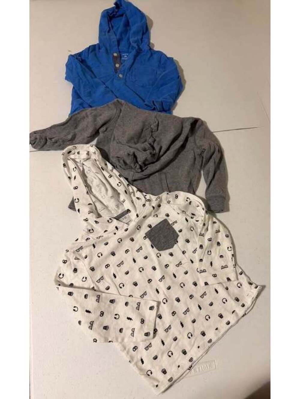 Lot of 3 Toddler Boys Hoodies Size 2T Carter's & Okie Dokie
